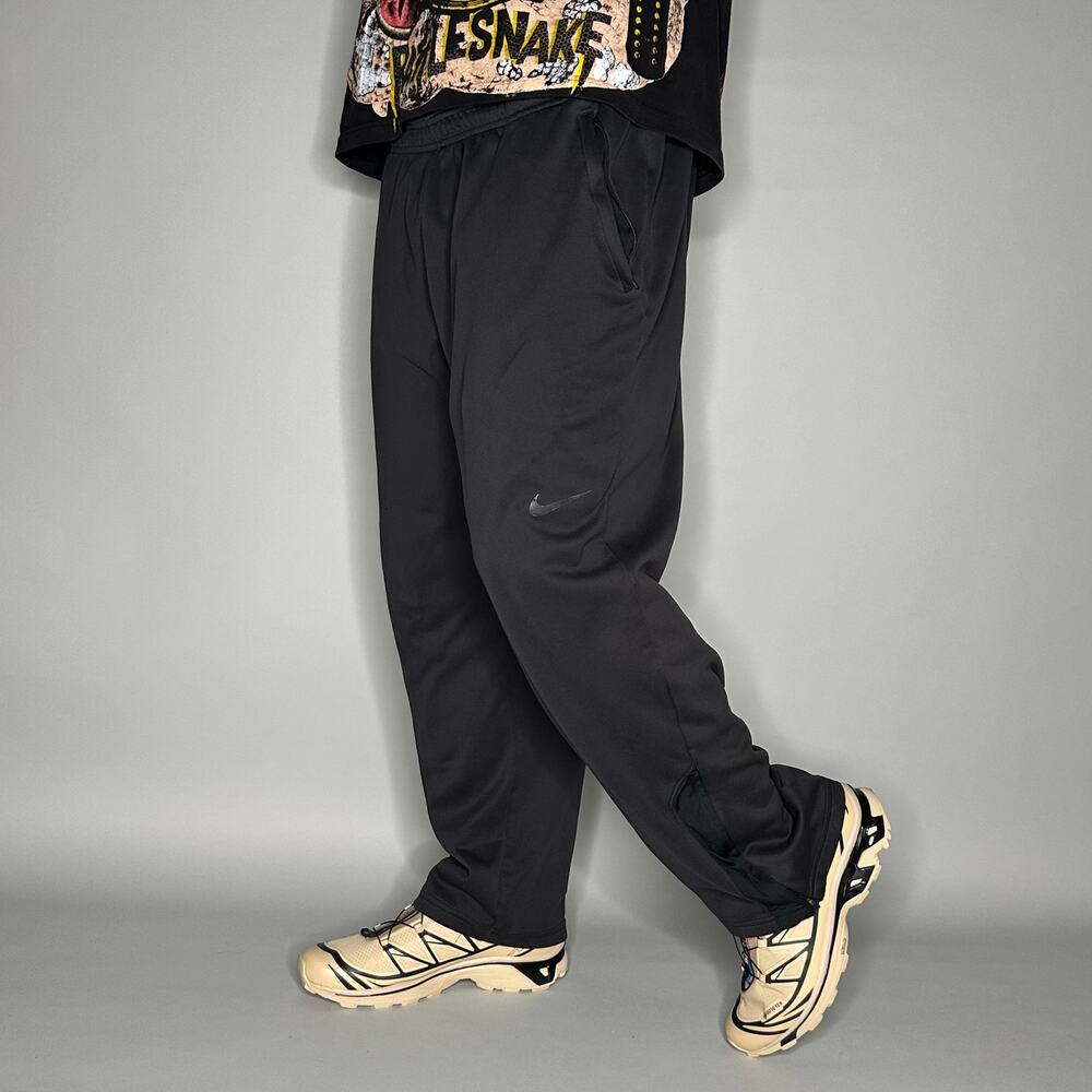 Vintage Y2K Nike Sweatpants Mens XL Baggy Wide Leg Black Subtle Swoosh Polyester